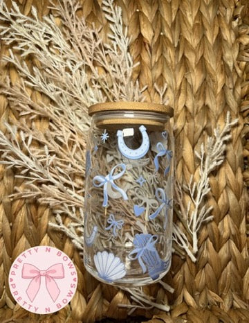 Cowgirl Blue Glass Tumbler